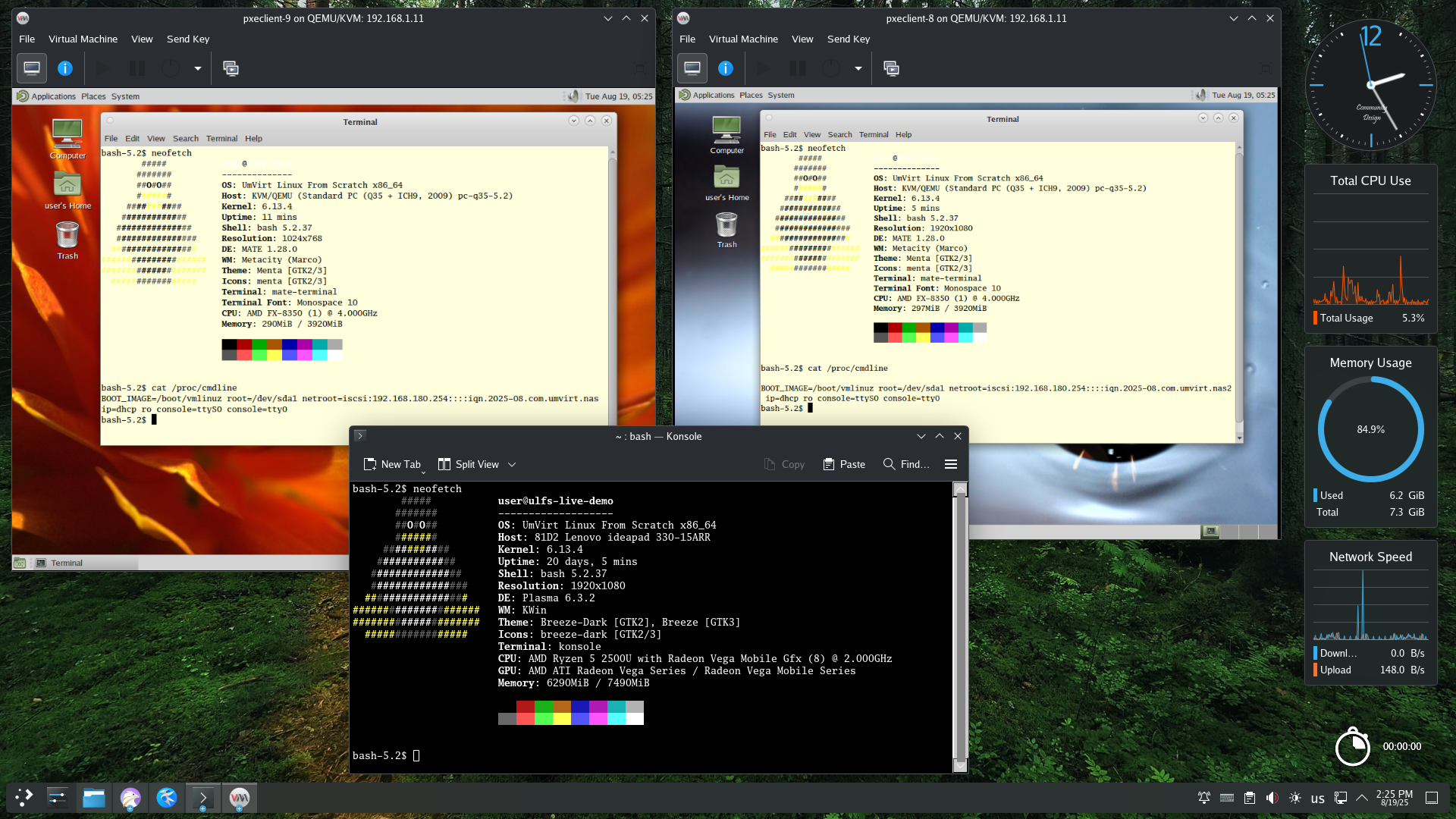 Two nodes virtual cluster built with ULFS is managed by ULFS powered desktop