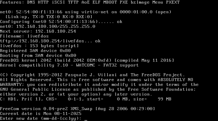FreeDOS over iSCSI